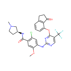 COc1cc(C(=O)N[C@H]2CCN(C)C2)c(Cl)cc1Nc1ncc(C(F)(F)F)c(Oc2cccc3c2C(=O)CC3)n1 ZINC000145960862