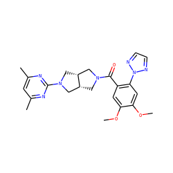 COc1cc(C(=O)N2C[C@@H]3CN(c4nc(C)cc(C)n4)C[C@@H]3C2)c(-n2nccn2)cc1OC ZINC000116824814