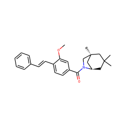 COc1cc(C(=O)N2C[C@]3(C)C[C@H]2CC(C)(C)C3)ccc1/C=C/c1ccccc1 ZINC000049035243