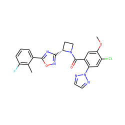 COc1cc(C(=O)N2CC[C@H]2c2noc(-c3cccc(F)c3C)n2)c(-n2nccn2)cc1Cl ZINC000218108701