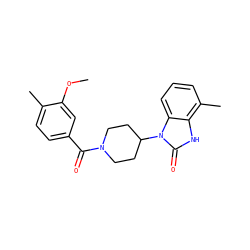 COc1cc(C(=O)N2CCC(n3c(=O)[nH]c4c(C)cccc43)CC2)ccc1C ZINC000028955435
