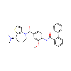 COc1cc(C(=O)N2CCC[C@@H](N(C)C)c3sccc32)ccc1NC(=O)c1ccccc1-c1ccccc1 ZINC000013532198