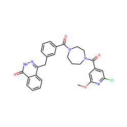 COc1cc(C(=O)N2CCCN(C(=O)c3cccc(Cc4n[nH]c(=O)c5ccccc45)c3)CC2)cc(Cl)n1 ZINC000028570448