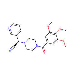 COc1cc(C(=O)N2CCN([C@@H](C#N)c3cccnc3)CC2)cc(OC)c1OC ZINC000027408198