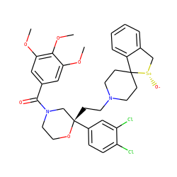 COc1cc(C(=O)N2CCO[C@@](CCN3CCC4(CC3)c3ccccc3C[S@+]4[O-])(c3ccc(Cl)c(Cl)c3)C2)cc(OC)c1OC ZINC000029400140