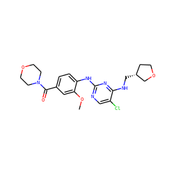 COc1cc(C(=O)N2CCOCC2)ccc1Nc1ncc(Cl)c(NC[C@@H]2CCOC2)n1 ZINC000169705071