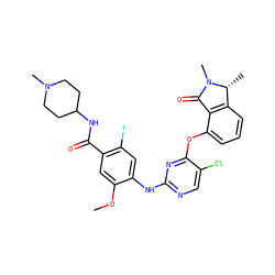 COc1cc(C(=O)NC2CCN(C)CC2)c(F)cc1Nc1ncc(Cl)c(Oc2cccc3c2C(=O)N(C)[C@@H]3C)n1 ZINC000138495681