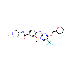 COc1cc(C(=O)NC2CCN(C)CC2)ccc1Nc1ncc(C(F)(F)F)c(OC[C@@H]2CCCCO2)n1 ZINC000148462445