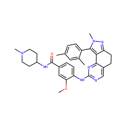 COc1cc(C(=O)NC2CCN(C)CC2)ccc1Nc1ncc2c(n1)-c1c(nn(C)c1-c1ccc(C)cc1C)CC2 ZINC000143043094