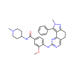 COc1cc(C(=O)NC2CCN(C)CC2)ccc1Nc1ncc2c(n1)-c1c(nn(C)c1-c1ccccc1)CC2 ZINC000169702251