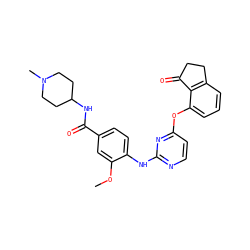 COc1cc(C(=O)NC2CCN(C)CC2)ccc1Nc1nccc(Oc2cccc3c2C(=O)CC3)n1 ZINC000145983858
