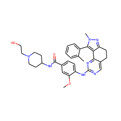COc1cc(C(=O)NC2CCN(CCO)CC2)ccc1Nc1ncc2c(n1)-c1c(nn(C)c1-c1ccccc1C)CC2 ZINC000169702440