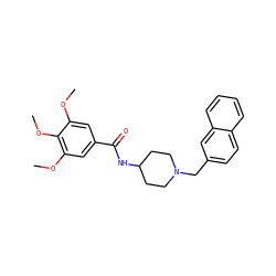 COc1cc(C(=O)NC2CCN(Cc3ccc4ccccc4c3)CC2)cc(OC)c1OC ZINC000036351824
