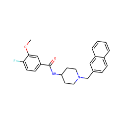 COc1cc(C(=O)NC2CCN(Cc3ccc4ccccc4c3)CC2)ccc1F ZINC000036351750