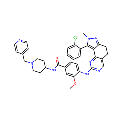 COc1cc(C(=O)NC2CCN(Cc3ccncc3)CC2)ccc1Nc1ncc2c(n1)-c1c(nn(C)c1-c1ccccc1Cl)CC2 ZINC000169702392