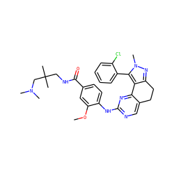COc1cc(C(=O)NCC(C)(C)CN(C)C)ccc1Nc1ncc2c(n1)-c1c(nn(C)c1-c1ccccc1Cl)CC2 ZINC000143086776