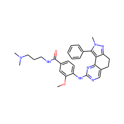 COc1cc(C(=O)NCCCN(C)C)ccc1Nc1ncc2c(n1)-c1c(nn(C)c1-c1ccccc1)CC2 ZINC000169702366