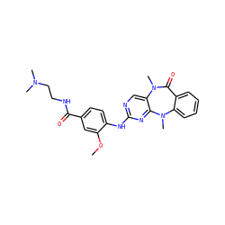 COc1cc(C(=O)NCCN(C)C)ccc1Nc1ncc2c(n1)N(C)c1ccccc1C(=O)N2C ZINC000066099139