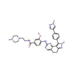 COc1cc(C(=O)NCCN2CCN(C)CC2)ccc1Nc1ncc2c(n1)-c1c(nn(C)c1-c1ccc(-c3cnn(C)c3)cc1)CC2 ZINC000224950613