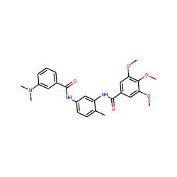 COc1cc(C(=O)Nc2cc(NC(=O)c3cccc(N(C)C)c3)ccc2C)cc(OC)c1OC ZINC000028388901