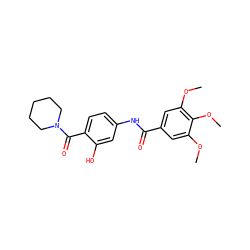 COc1cc(C(=O)Nc2ccc(C(=O)N3CCCCC3)c(O)c2)cc(OC)c1OC ZINC000169353907