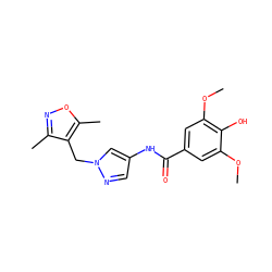 COc1cc(C(=O)Nc2cnn(Cc3c(C)noc3C)c2)cc(OC)c1O ZINC000116674415