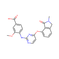 COc1cc(C(=O)O)ccc1Nc1nccc(Oc2cccc3c2C(=O)N(C)C3)n1 ZINC000146006987