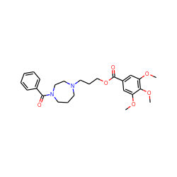 COc1cc(C(=O)OCCCN2CCCN(C(=O)c3ccccc3)CC2)cc(OC)c1OC ZINC000095755630