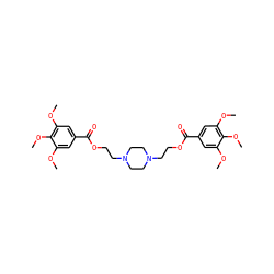 COc1cc(C(=O)OCCN2CCN(CCOC(=O)c3cc(OC)c(OC)c(OC)c3)CC2)cc(OC)c1OC ZINC000095755685
