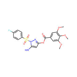 COc1cc(C(=O)Oc2cc(N)n(S(=O)(=O)c3ccc(F)cc3)n2)cc(OC)c1OC ZINC000009775674