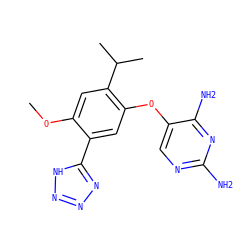 COc1cc(C(C)C)c(Oc2cnc(N)nc2N)cc1-c1nnn[nH]1 ZINC000040421419