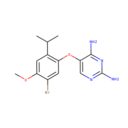 COc1cc(C(C)C)c(Oc2cnc(N)nc2N)cc1Br ZINC000035286055