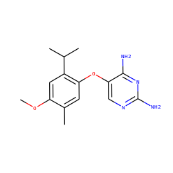 COc1cc(C(C)C)c(Oc2cnc(N)nc2N)cc1C ZINC000040829126