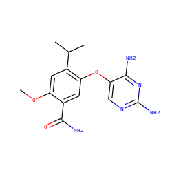 COc1cc(C(C)C)c(Oc2cnc(N)nc2N)cc1C(N)=O ZINC000040429162