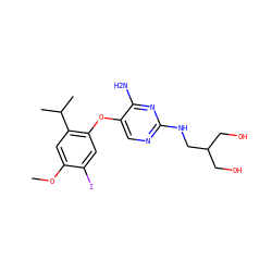 COc1cc(C(C)C)c(Oc2cnc(NCC(CO)CO)nc2N)cc1I ZINC000040957019