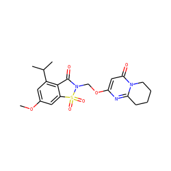 COc1cc(C(C)C)c2c(c1)S(=O)(=O)N(COc1cc(=O)n3c(n1)CCCC3)C2=O ZINC000013744361