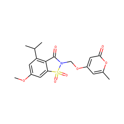 COc1cc(C(C)C)c2c(c1)S(=O)(=O)N(COc1cc(C)oc(=O)c1)C2=O ZINC000013744329