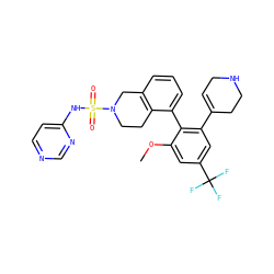 COc1cc(C(F)(F)F)cc(C2=CCNCC2)c1-c1cccc2c1CCN(S(=O)(=O)Nc1ccncn1)C2 ZINC000473183392