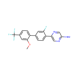 COc1cc(C(F)(F)F)ccc1-c1ccc(-c2cnc(N)cn2)c(F)c1 ZINC000224789760