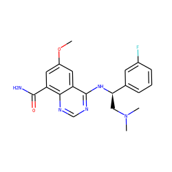 COc1cc(C(N)=O)c2ncnc(N[C@H](CN(C)C)c3cccc(F)c3)c2c1 ZINC000114344859