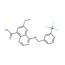 COc1cc(C(N)=O)c2ncnc(NCc3cccc(C(F)(F)F)c3)c2c1 ZINC000114349067