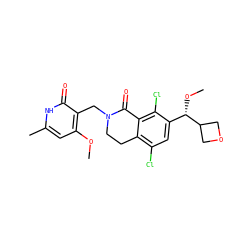 COc1cc(C)[nH]c(=O)c1CN1CCc2c(Cl)cc([C@H](OC)C3COC3)c(Cl)c2C1=O ZINC001772587727
