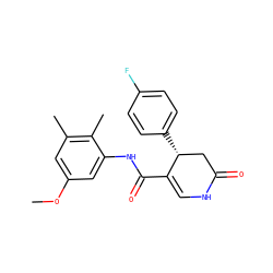COc1cc(C)c(C)c(NC(=O)C2=CNC(=O)C[C@H]2c2ccc(F)cc2)c1 ZINC000144063693