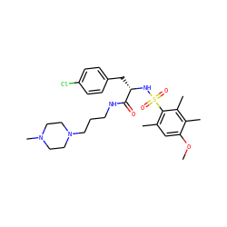 COc1cc(C)c(S(=O)(=O)N[C@@H](Cc2ccc(Cl)cc2)C(=O)NCCCN2CCN(C)CC2)c(C)c1C ZINC000071316070