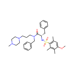 COc1cc(C)c(S(=O)(=O)N[C@@H](Cc2ccccc2)C(=O)N(CCCN2CCN(C)CC2)Cc2ccccc2)c(C)c1C ZINC000071316504