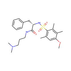 COc1cc(C)c(S(=O)(=O)N[C@@H](Cc2ccccc2)C(=O)NCCCN(C)C)c(C)c1C ZINC000071340822