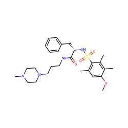 COc1cc(C)c(S(=O)(=O)N[C@@H](Cc2ccccc2)C(=O)NCCCN2CCN(C)CC2)c(C)c1C ZINC000071332757