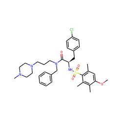 COc1cc(C)c(S(=O)(=O)N[C@H](Cc2ccc(Cl)cc2)C(=O)N(CCCN2CCN(C)CC2)Cc2ccccc2)c(C)c1C ZINC000071319037