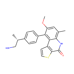 COc1cc(C)c2[nH]c(=O)c3sccc3c2c1-c1ccc([C@@H](C)CN)cc1 ZINC000149236216