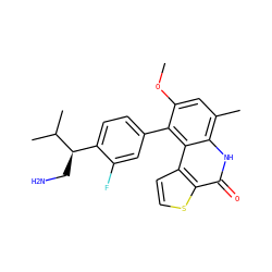 COc1cc(C)c2[nH]c(=O)c3sccc3c2c1-c1ccc([C@@H](CN)C(C)C)c(F)c1 ZINC000165032061